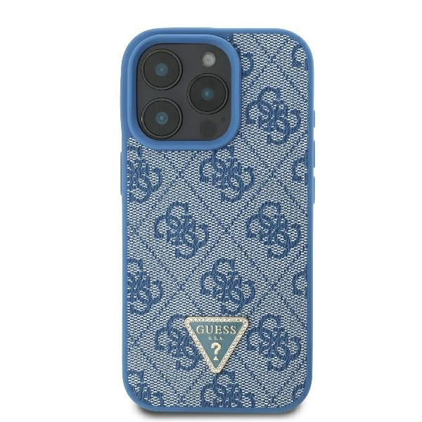 Husa pentru Apple iPhone 16 Pro, Guess, Crossbody 4G Triangle Strass, Albastra