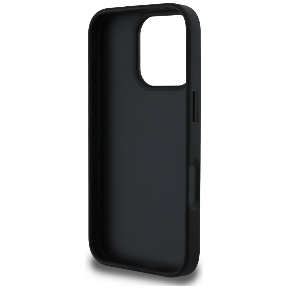 Husa pentru Apple iPhone 16 Pro, Guess, Grained Big 4G Logo Small Classic Logo, Neagra