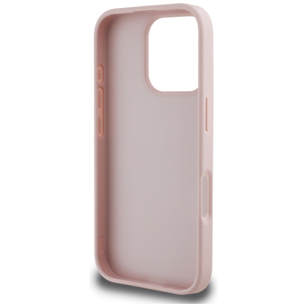 Husa pentru Apple iPhone 16 Pro, Guess, Grained Big 4G Logo Small Classic Logo, Roz