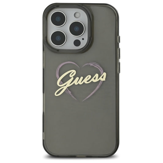 Husa pentru Apple iPhone 16 Pro, Guess, IML Heart, Neagra