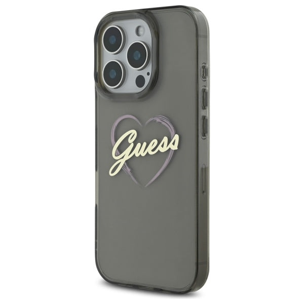 Husa pentru Apple iPhone 16 Pro, Guess, IML Heart, Neagra