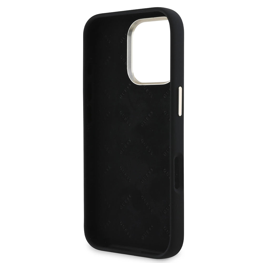 Husa pentru Apple iPhone 16 Pro, Guess, Script Metal Logo & Frame, Neagra
