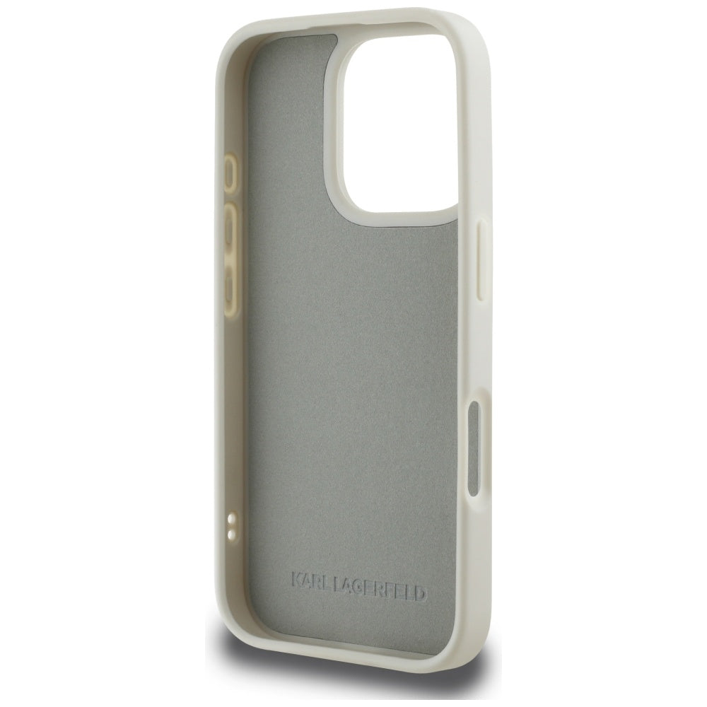 Husa pentru Apple iPhone 16 Pro, Karl Lagerfeld, 3D Rubber Karl & Choupette, Bej