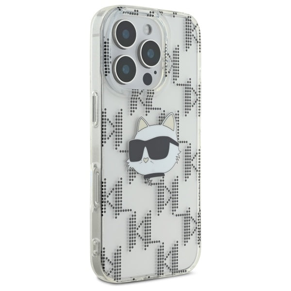 Husa pentru Apple iPhone 16 Pro, Karl Lagerfeld, IML Luxury Electroplated Choupette's Head, Transparenta