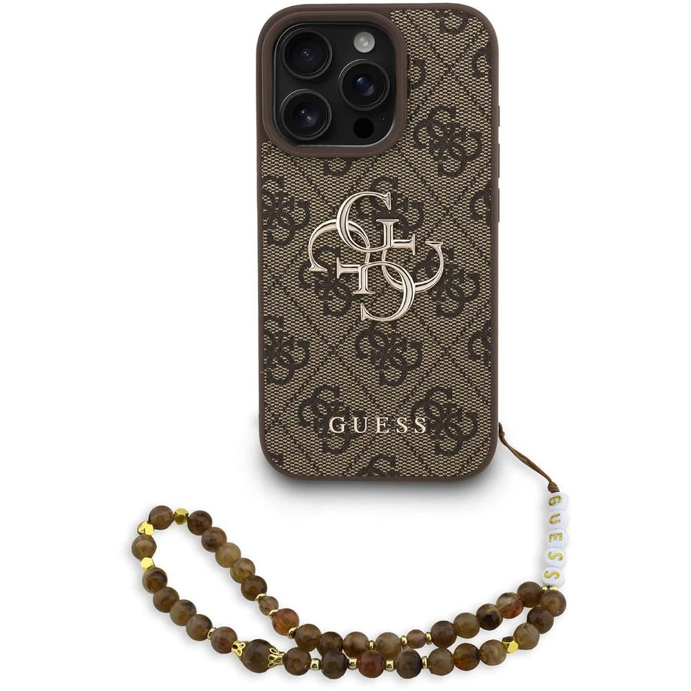 Husa pentru Apple iPhone 16 Pro Max, Guess, 4G Classic Logo with Strap, Maro