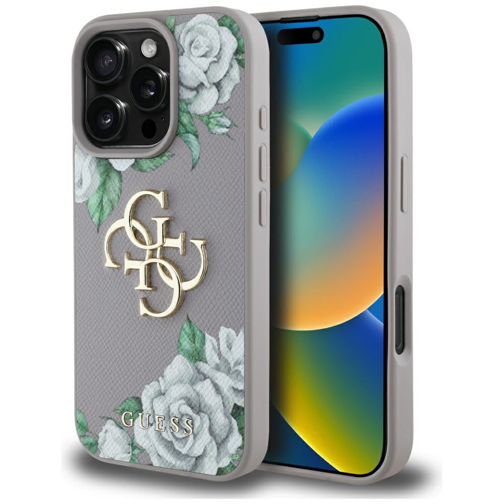 Husa pentru Apple iPhone 16 Pro Max, Guess, 4G Grained Roses Big Logo, Mov
