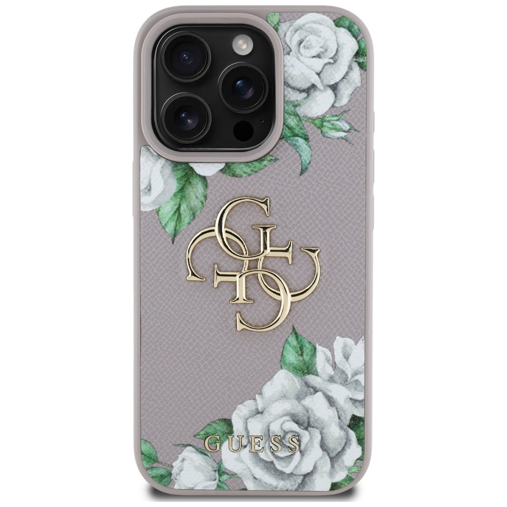 Husa pentru Apple iPhone 16 Pro Max, Guess, 4G Grained Roses Big Logo, Mov