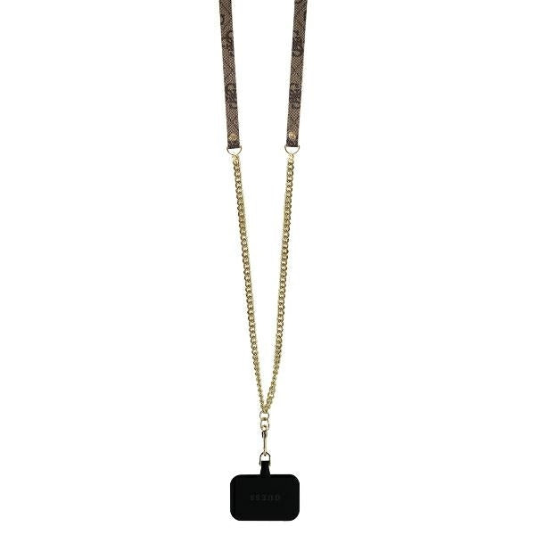 Husa pentru Apple iPhone 16 Pro Max, Guess, Crossbody 4G Triangle Strass, Maro