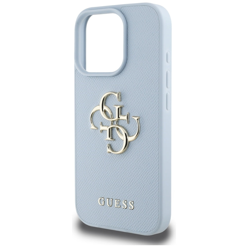 Husa pentru Apple iPhone 16 Pro Max, Guess, Grained Big 4G Logo Small Classic Logo, Albastra
