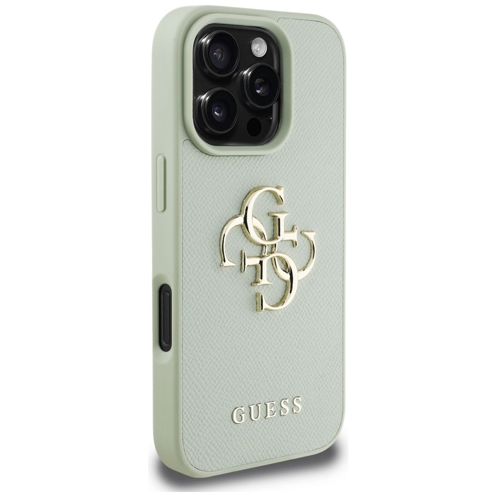 Husa pentru Apple iPhone 16 Pro Max, Guess, Grained Big 4G Logo Small Classic Logo, Verde