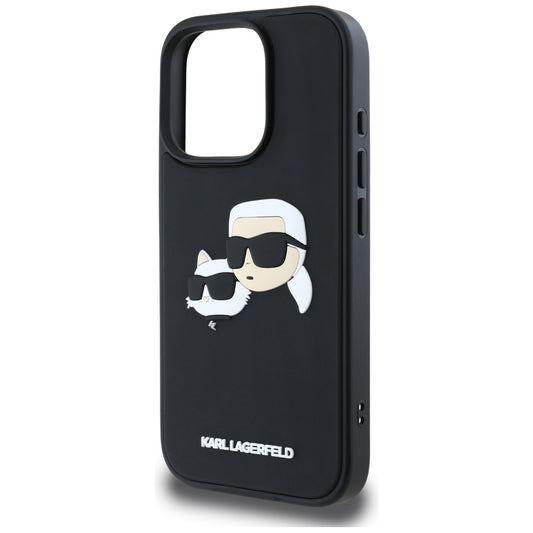 Husa pentru Apple iPhone 16 Pro Max, Karl Lagerfeld, 3D Rubber Karl & Choupette, Neagra