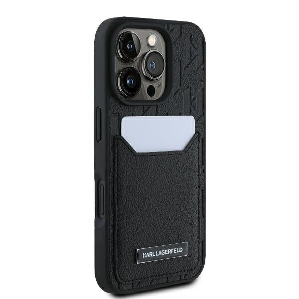 Husa pentru Apple iPhone 16 Pro Max, Karl Lagerfeld, Cardslots Monogram, Neagra