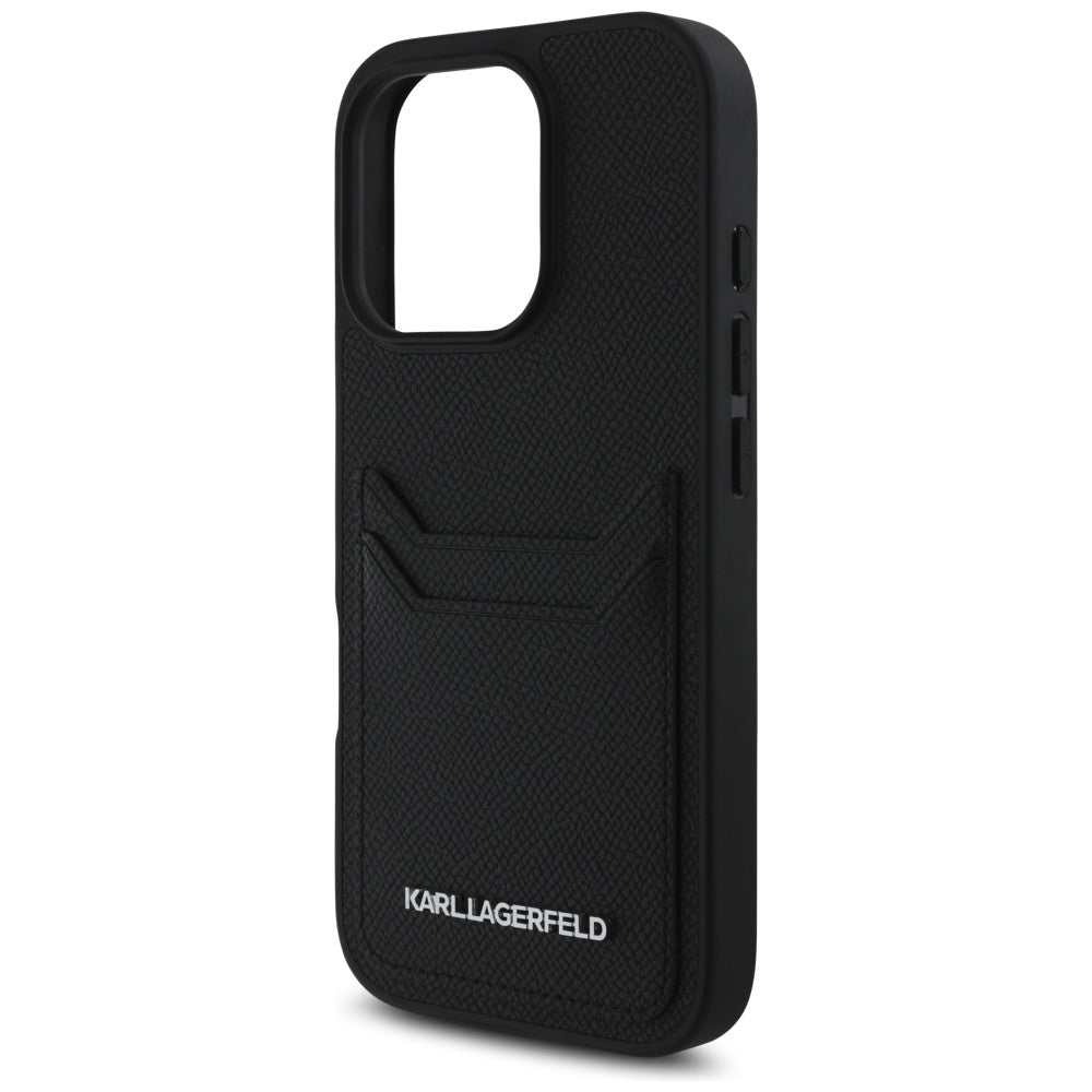 Husa pentru Apple iPhone 16 Pro Max, Karl Lagerfeld, Grained Cardslots, Neagra