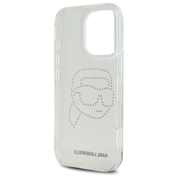 Husa pentru Apple iPhone 16 Pro Max, Karl Lagerfeld, IML Rhinestones Karl's Head, Transparenta