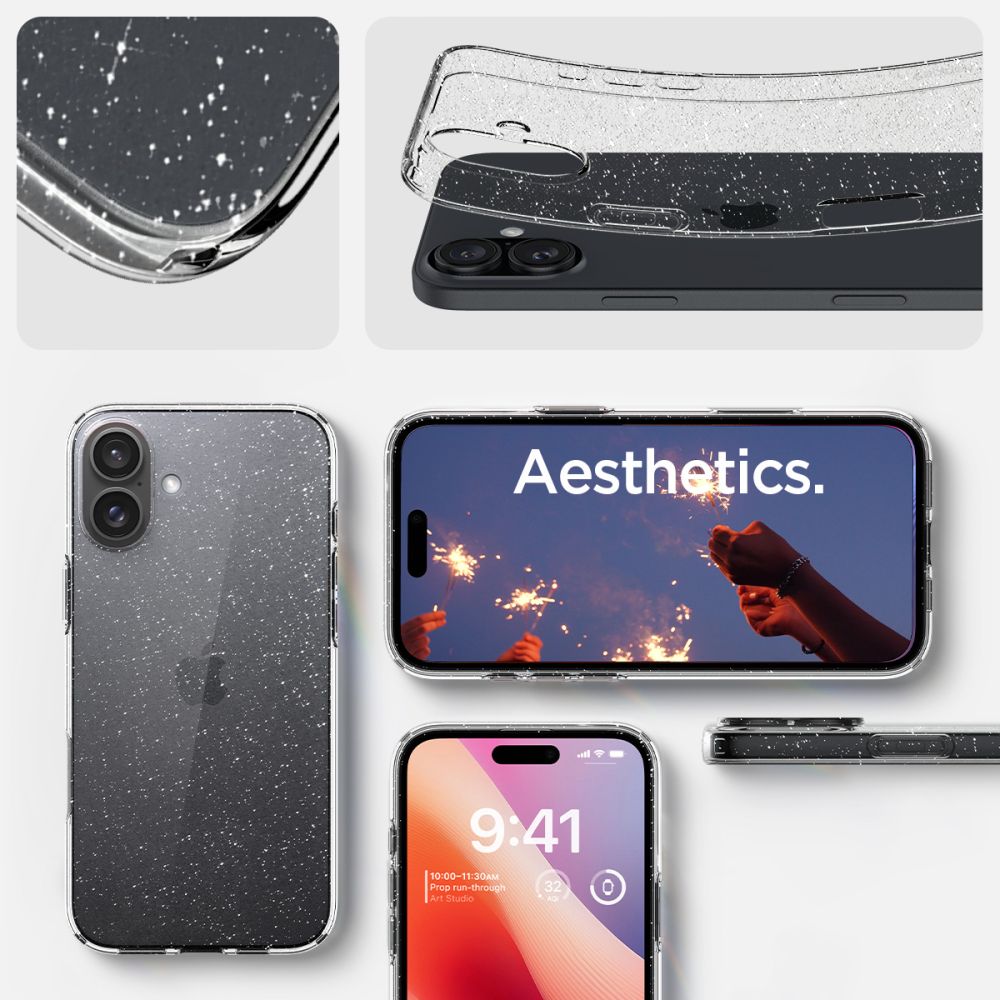 Husa pentru Apple iPhone 16, Spigen, Liquid Crystal Glitter, Transparenta ACS08192