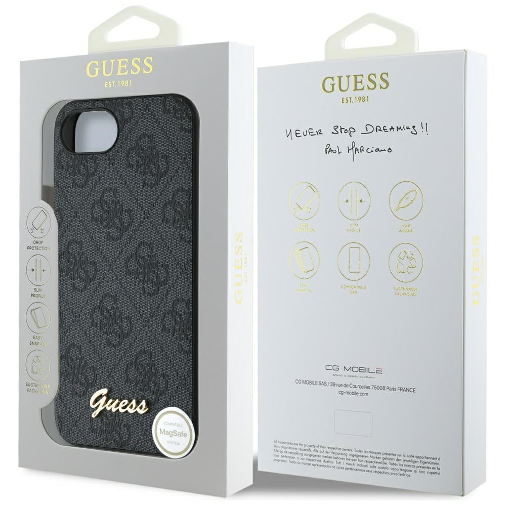 Husa pentru Apple iPhone 17e / 16e, Guess, 4G Script Logo, Neagra