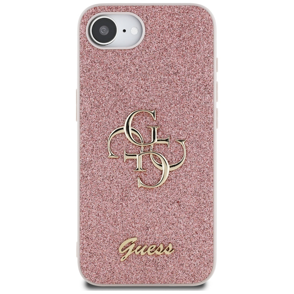 Husa pentru Apple iPhone 17e / 16e, Guess, Fixed Glitter Big 4G, Roz