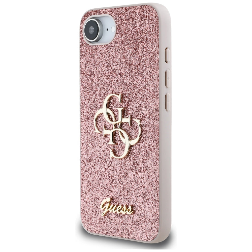 Husa pentru Apple iPhone 17e / 16e, Guess, Fixed Glitter Big 4G, Roz