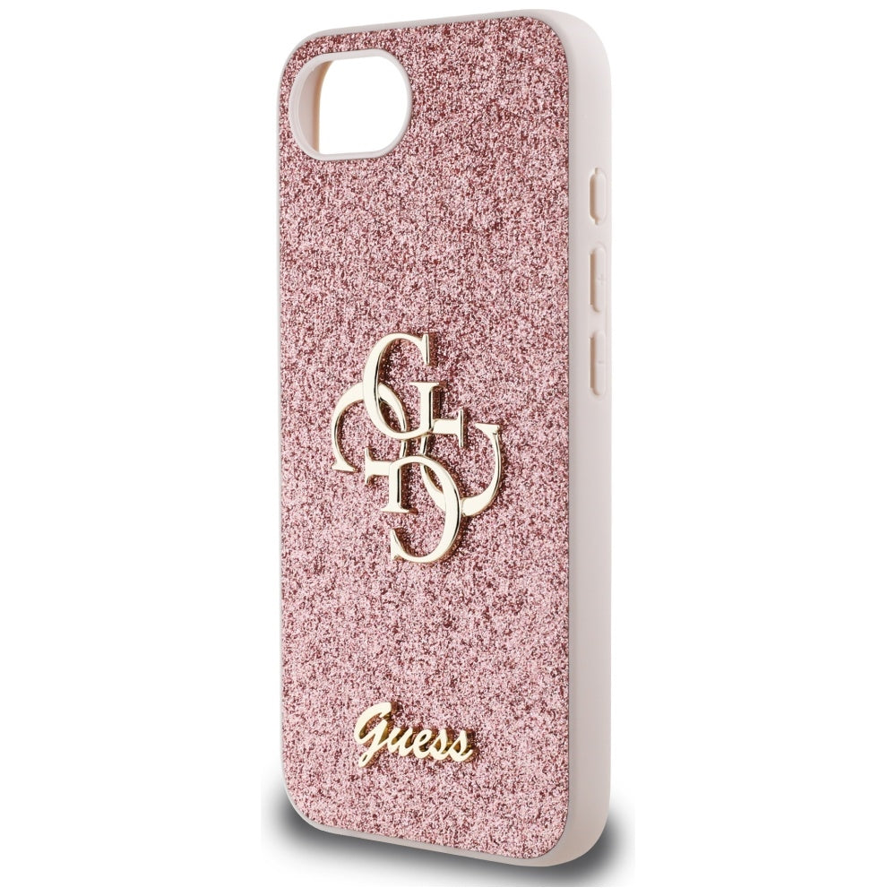 Husa pentru Apple iPhone 17e / 16e, Guess, Fixed Glitter Big 4G, Roz