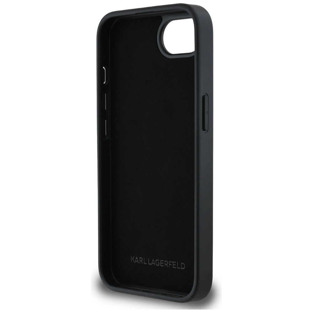 Husa pentru Apple iPhone 17e / 16e, Karl Lagerfeld, Glitter Fixed Karl & Choupette's Heads, Neagra