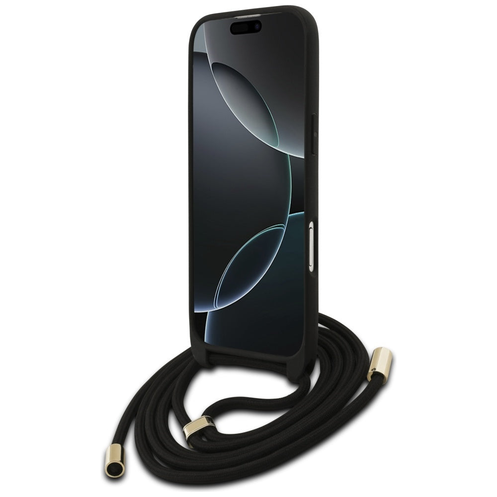 Husa pentru Apple iPhone 17 Air, Guess, Crossbody Cord 4G Big Log, Neagra