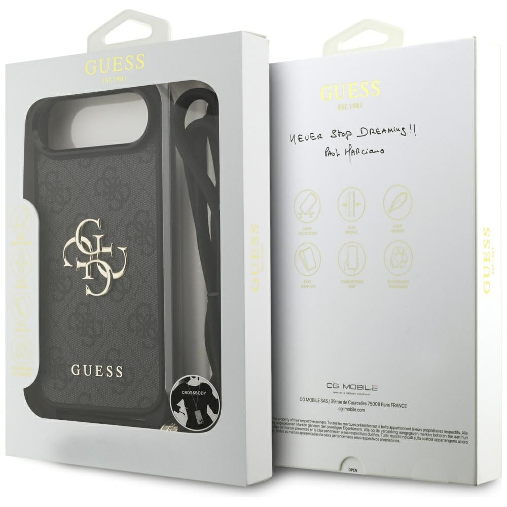 Husa pentru Apple iPhone 17 Air, Guess, Crossbody Cord 4G Big Log, Neagra
