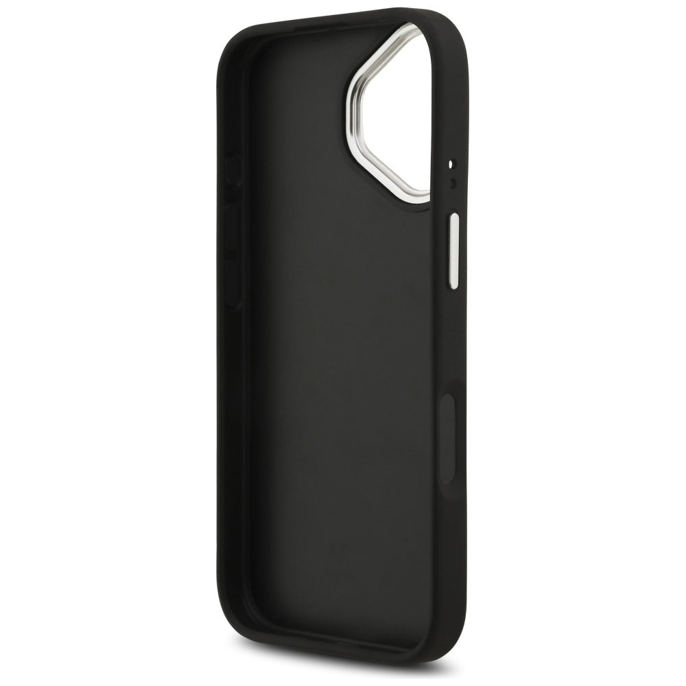 Husa pentru Apple iPhone 17, Guess, 4G Grained Big and Classic Logo, Neagra Argintie