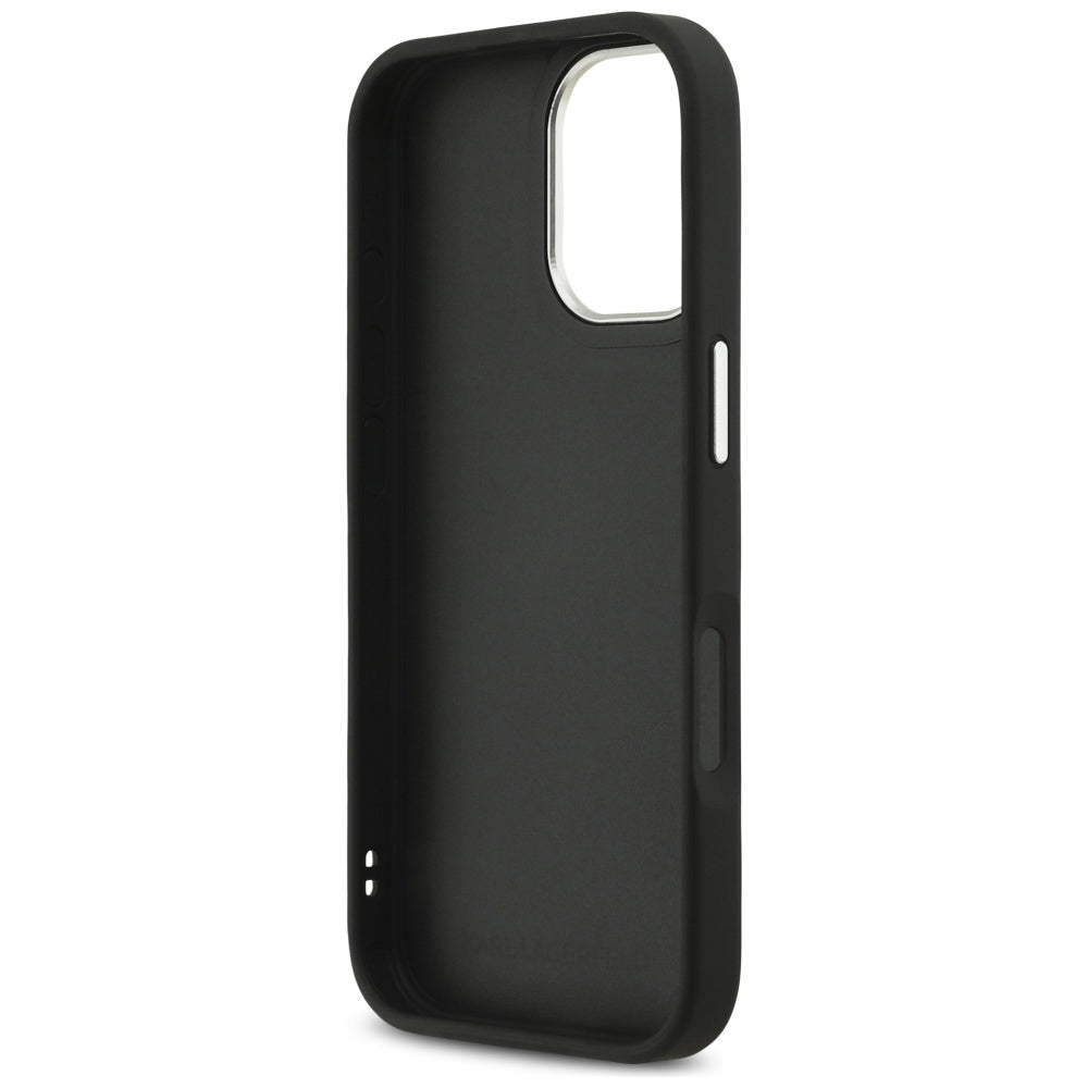 Husa pentru Apple iPhone 17, Karl Lagerfeld, Grained Karl & Choupette's Heads Pins and Logo, Neagra