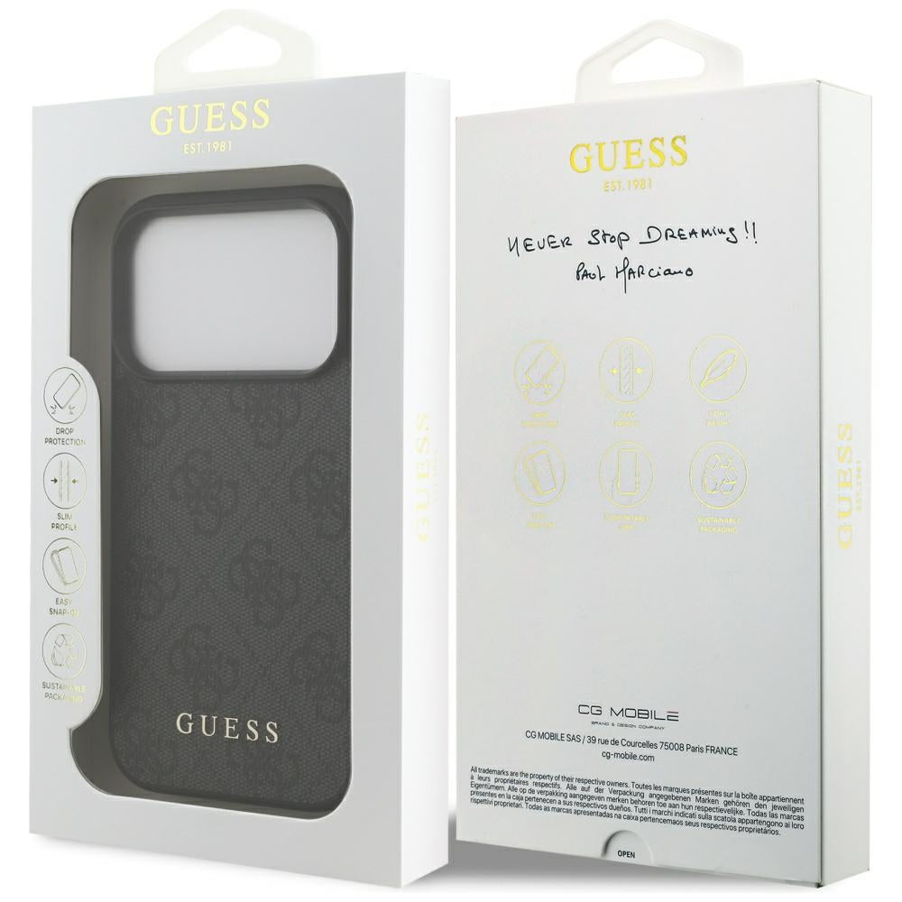 Husa pentru Apple iPhone 17 Pro, Guess, 4G Classic, Neagra