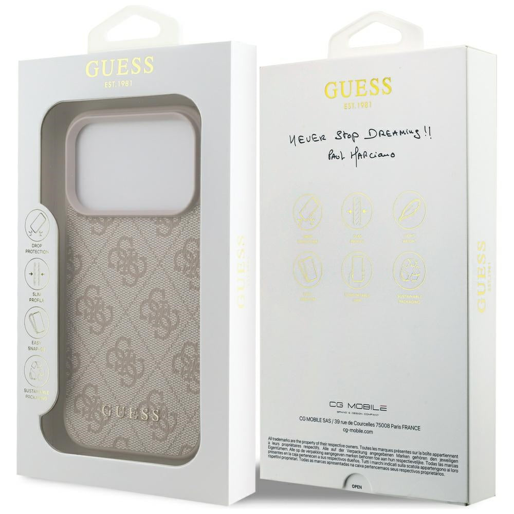 Husa pentru Apple iPhone 17 Pro, Guess, 4G Classic, Roz