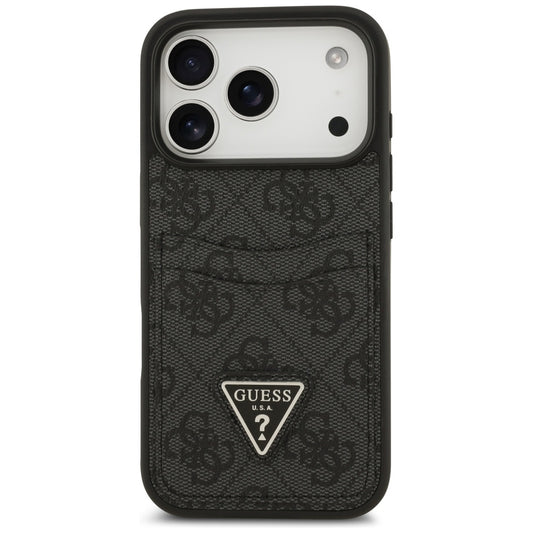 Husa pentru Apple iPhone 17 Pro, Guess, 4G Double Card Triangle, Neagra