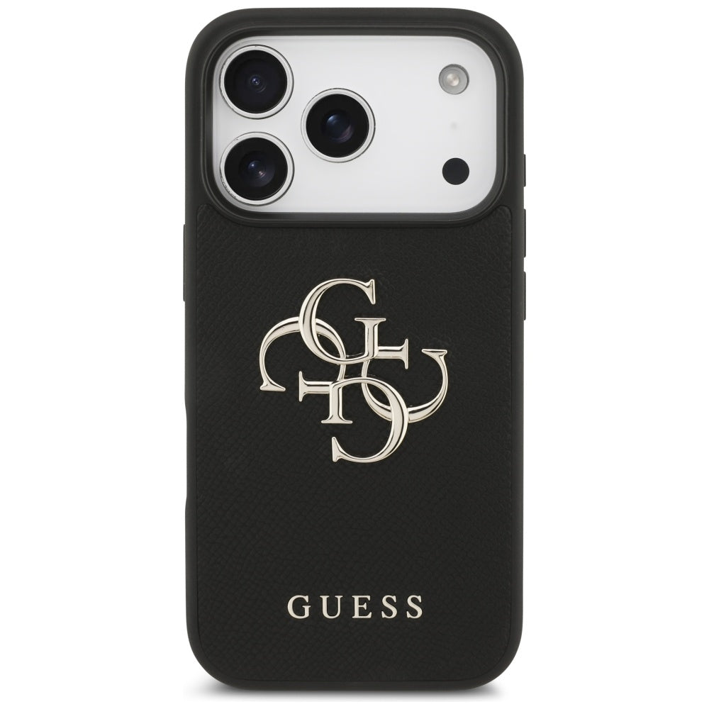 Husa pentru Apple iPhone 17 Pro, Guess, 4G Grained Big and Classic Logo, Neagra