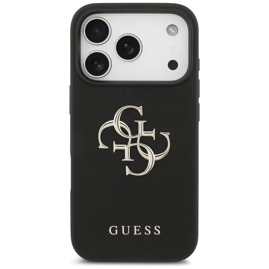 Husa pentru Apple iPhone 17 Pro, Guess, 4G Grained Big and Classic Logo, Neagra