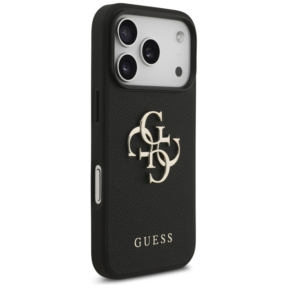 Husa pentru Apple iPhone 17 Pro, Guess, 4G Grained Big and Classic Logo, Neagra