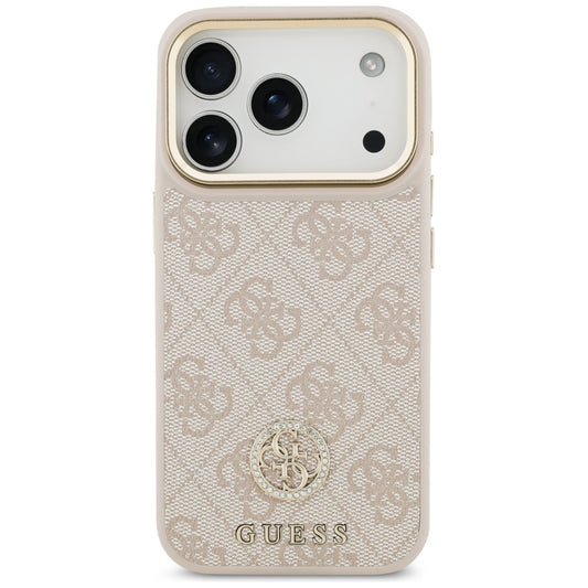 Husa pentru Apple iPhone 17 Pro, Guess, 4G Strass Logo and Big Strap, Roz