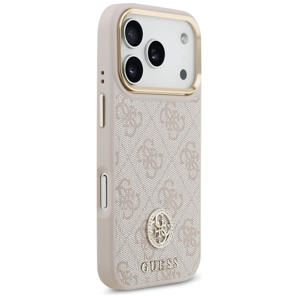 Husa pentru Apple iPhone 17 Pro, Guess, 4G Strass Logo and Big Strap, Roz