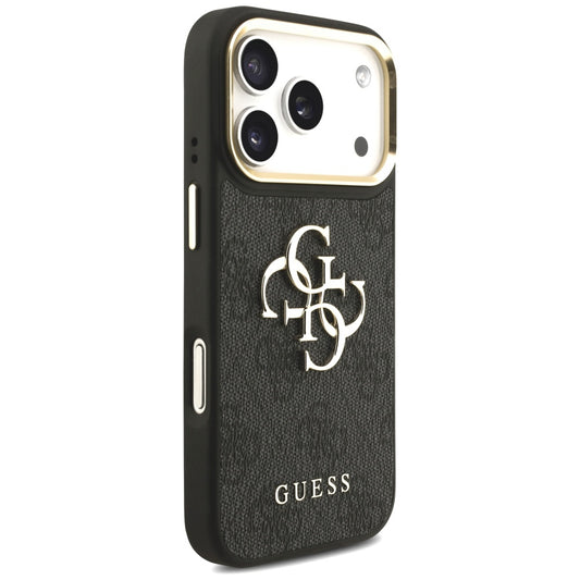 Husa pentru Apple iPhone 17 Pro, Guess, Big 4G Classic Logo with Big Strap, Neagra