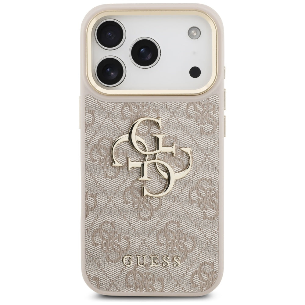 Husa pentru Apple iPhone 17 Pro, Guess, Big 4G Classic Logo with Big Strap, Roz