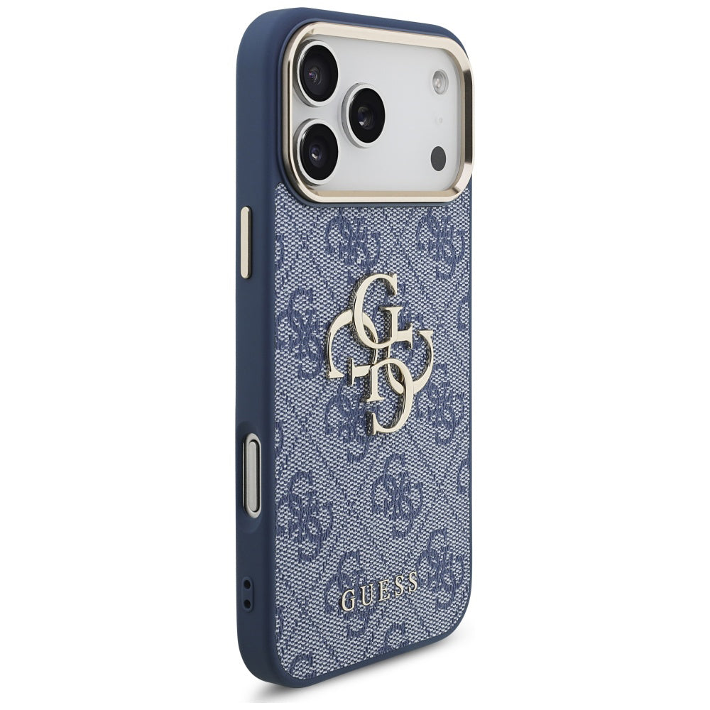 Husa pentru Apple iPhone 17 Pro, Guess, Big 4G Logo Classic, Albastra Aurie