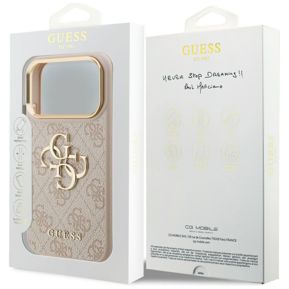 Husa pentru Apple iPhone 17 Pro, Guess, Big 4G Logo Classic, Roz Aurie