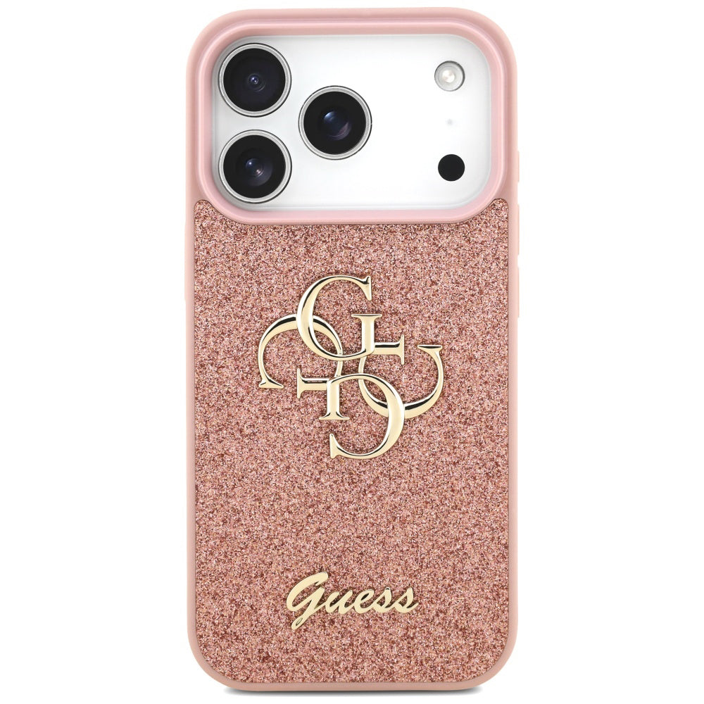 Husa pentru Apple iPhone 17 Pro, Guess, Fixed Glitter Big 4G, Roz