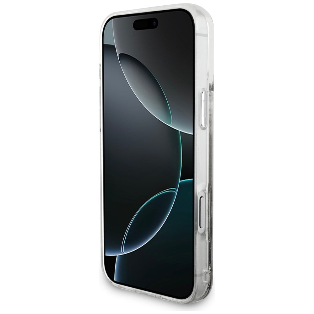 Husa pentru Apple iPhone 17 Pro, Guess, Liquid Glitter Charms, Argintie