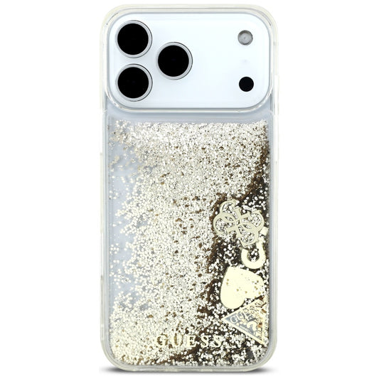 Husa pentru Apple iPhone 17 Pro, Guess, Liquid Glitter Charms, Aurie