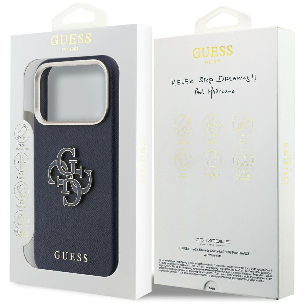 Husa pentru Apple iPhone 17 Pro, Guess, Resin Logo, Albastra
