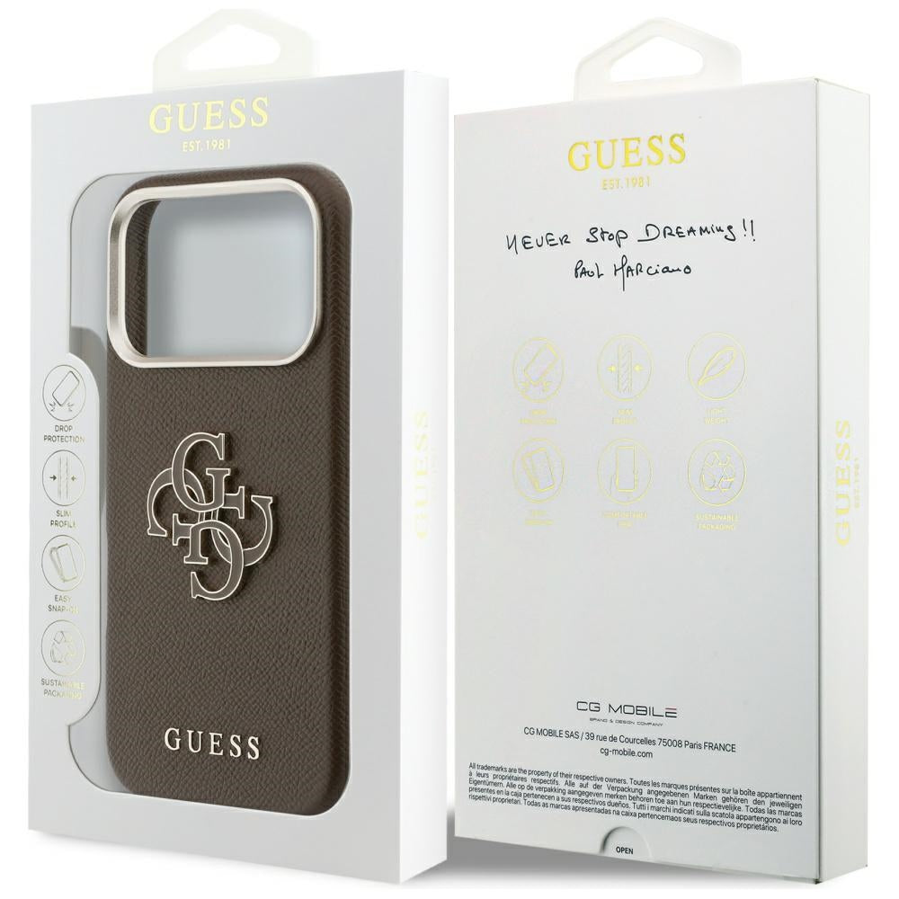 Husa pentru Apple iPhone 17 Pro, GUESS, Resin Logo, Maro