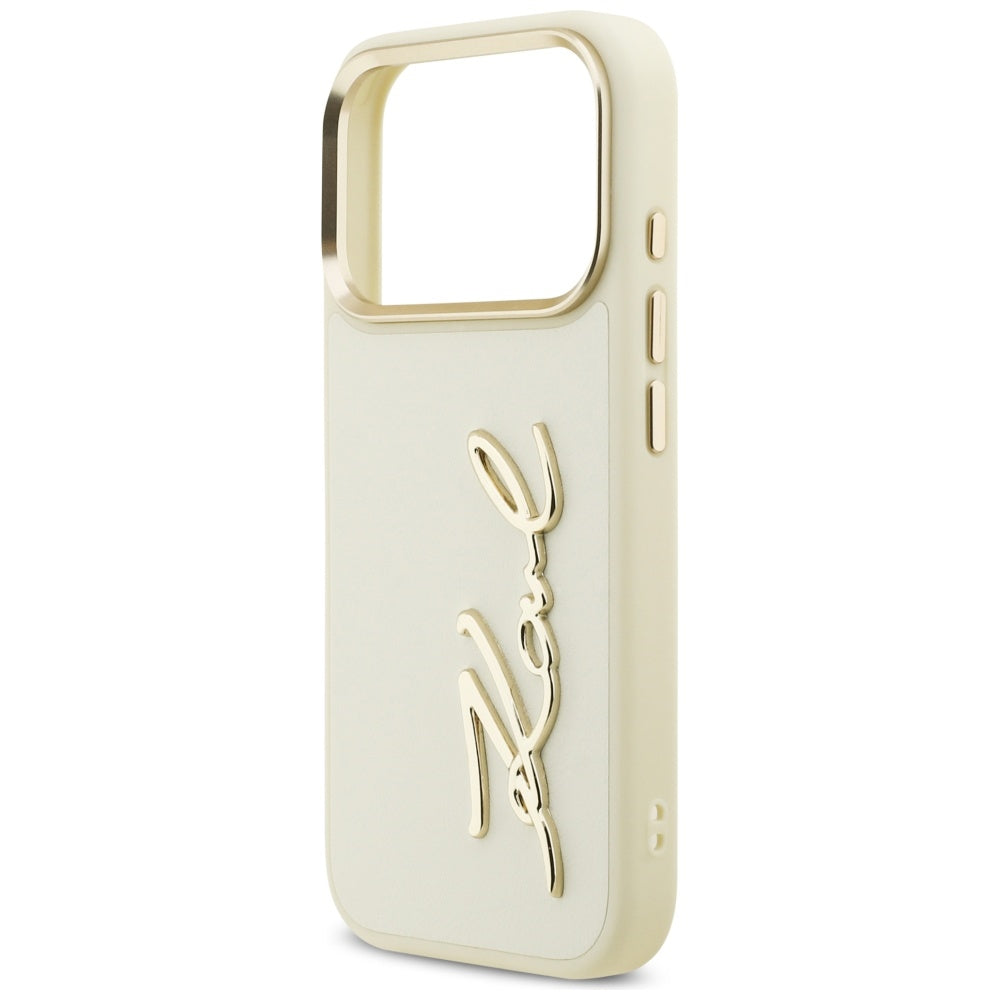 Husa pentru Apple iPhone 17 Pro, Karl Lagerfeld, Script Logo, Bej