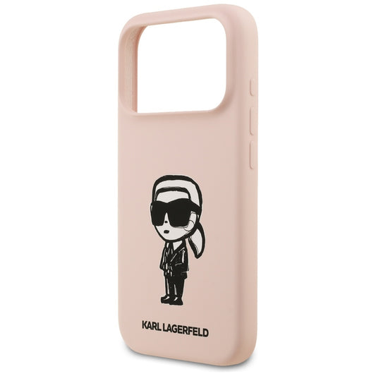 Husa pentru Apple iPhone 17 Pro, Karl Lagerfeld, Sketch and Logo Karl, Roz