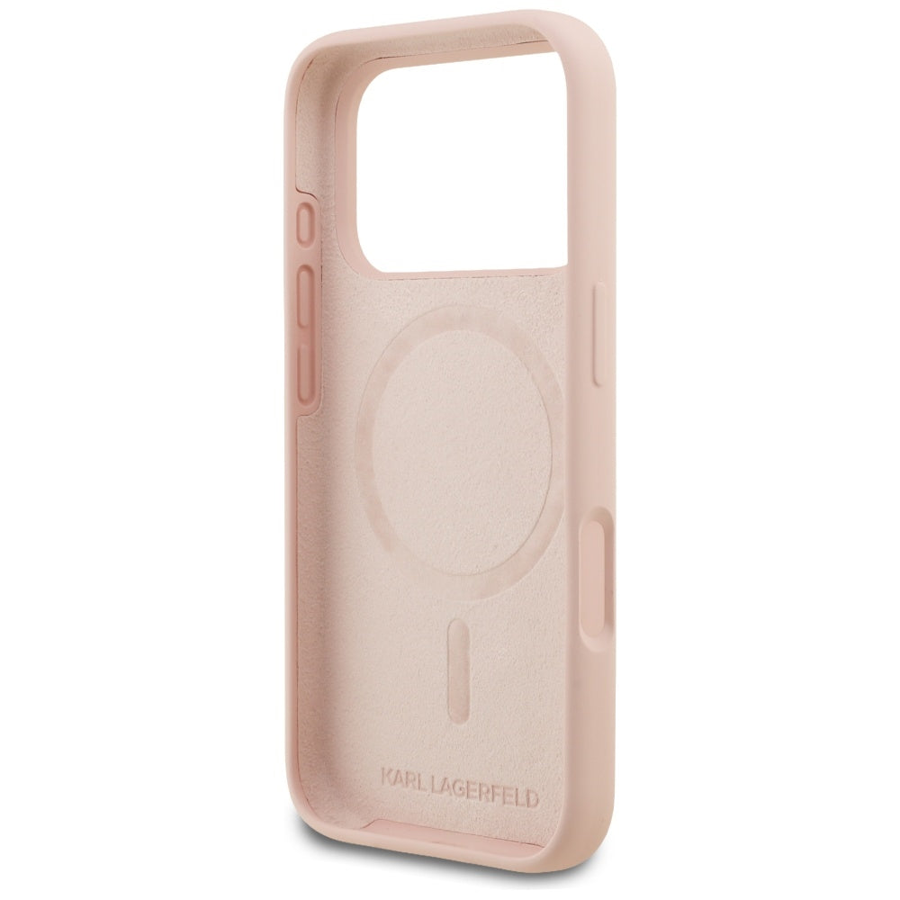 Husa pentru Apple iPhone 17 Pro, Karl Lagerfeld, Sketch and Logo Karl, Roz