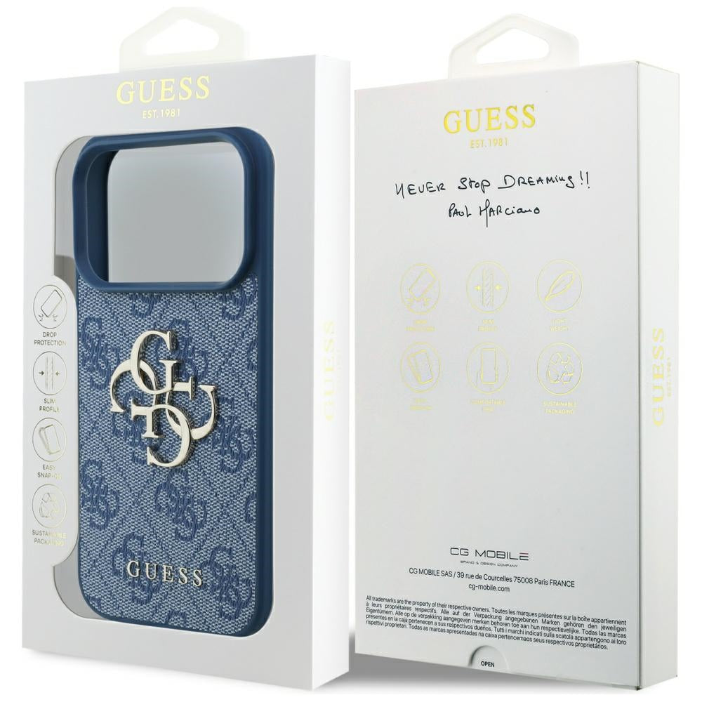 Husa pentru Apple iPhone 17 Pro Max, Guess, 4G Big Logo, Albastra