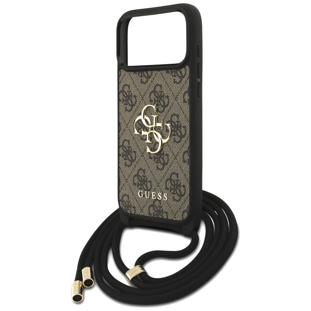 Husa pentru Apple iPhone 17 Pro Max, Guess, 4G CBDY Big Logo with Cord Strap, Maro